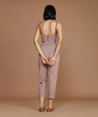 Ivory with mauve striped co ord set 2