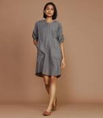 Grey with charcoal striped hooded dress