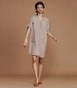 Ivory with mauve striped hooded dress