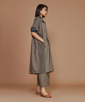 Brown with charcoal striped kaftan set 2