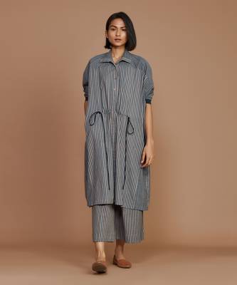 Grey with charcoal striped kaftan set 2