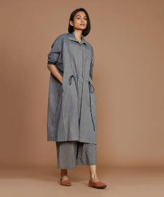 Grey with charcoal striped kaftan set 3