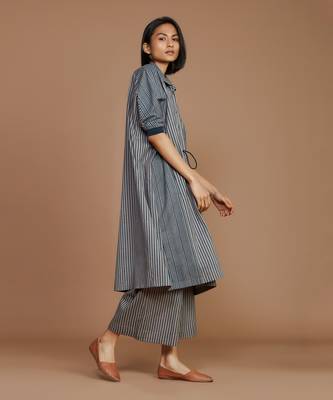 Grey with charcoal striped kaftan set 4