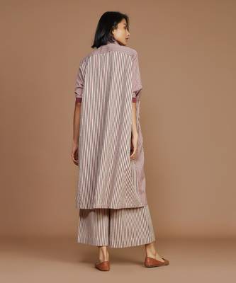 Ivory with mauve striped kaftan set 2