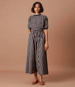 Grey and charcoal striped jumpsuit