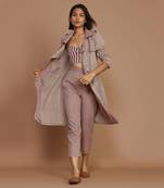 Ivory with mauve striped trench jacket set