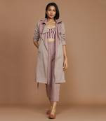 Ivory with mauve striped trench jacket