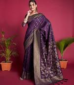 PURPLE MOST ELEGANT BANARASI SILK SAREE