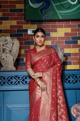 RASBERRY MOST ELEGANT BANARASI SILK SAREE 3