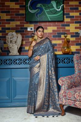 AIR FORCE BLUE MOST ELEGANT BANARASI SILK SAREE 2