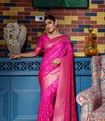RANI PINK MOST ELEGANT BANARASI SILK SAREE