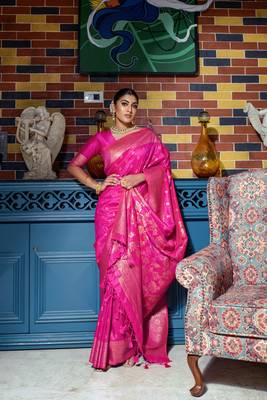 RANI PINK MOST ELEGANT BANARASI SILK SAREE 2