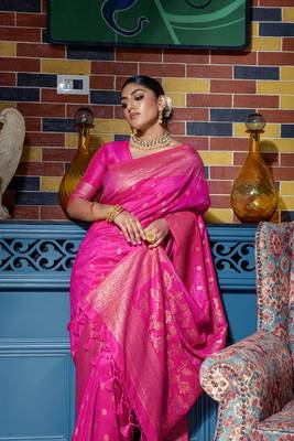 RANI PINK MOST ELEGANT BANARASI SILK SAREE 3