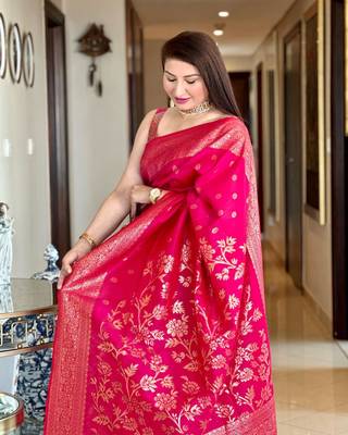 RANI PINK MOST ELEGANT BANARASI SILK SAREE 3