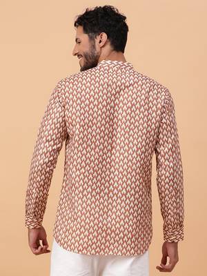 Tabard Mustard Cotton Full Sleeve Regular Fit Short Kurta 4