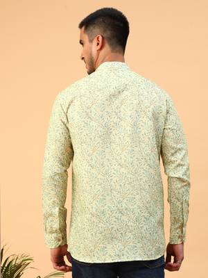 Tabard Yellow Cotton Full Sleeve Regular Fit Short Kurta 4