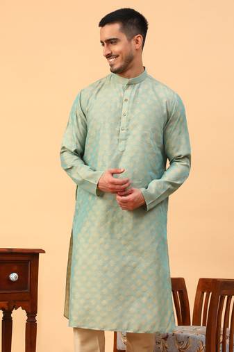 Tabard Green Cotton Full Sleeve Regular Fit Kurta