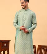 Tabard Green Cotton Full Sleeve Regular Fit Kurta