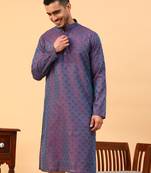 Tabard Purple Cotton Full Sleeve Regular Fit Kurta