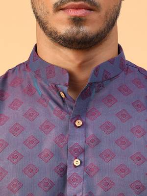 Tabard Purple Cotton Full Sleeve Regular Fit Kurta 5