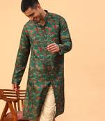 Tabard Green Cotton Full Sleeve Regular Fit Kurta