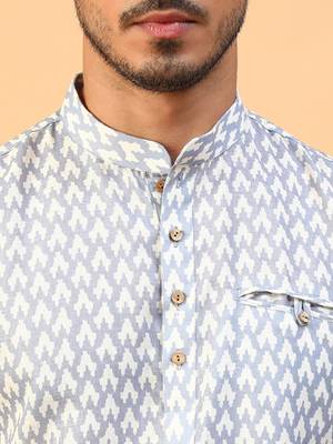 blue cotton full sleeve regular fit short kurta 5