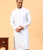 Tabard White Plain Full Sleeve Regular Fit Kurta