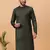 Tabard Green Plain Full Sleeve Regular Fit Kurta