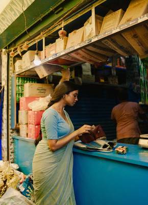 Pastel Green and Blue Mul Modal Saree with Running Blouse Piece 4