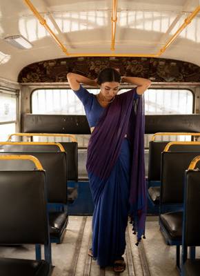 Blue and Purple Handloom Tissue Saree with Running Blouse Piece 1