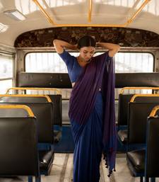 Blue and Purple Handloom Tissue Saree with Running Blouse Piece