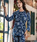 Partywear Designer Blue Jam satin co-ord set