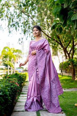 LAVENDER RAW SILK MOST PRETTY SAREE 1