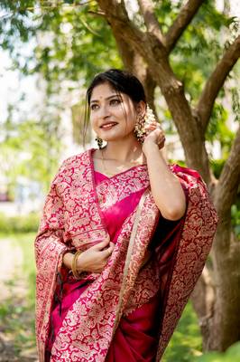 RANI PINK RAW SILK MOST PRETTY SAREE 3
