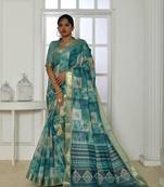 TEAL TISSUE  SILK MOST BEAUTIFUL SAREE