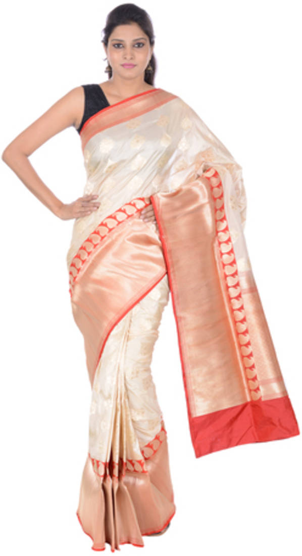 red border off white saree