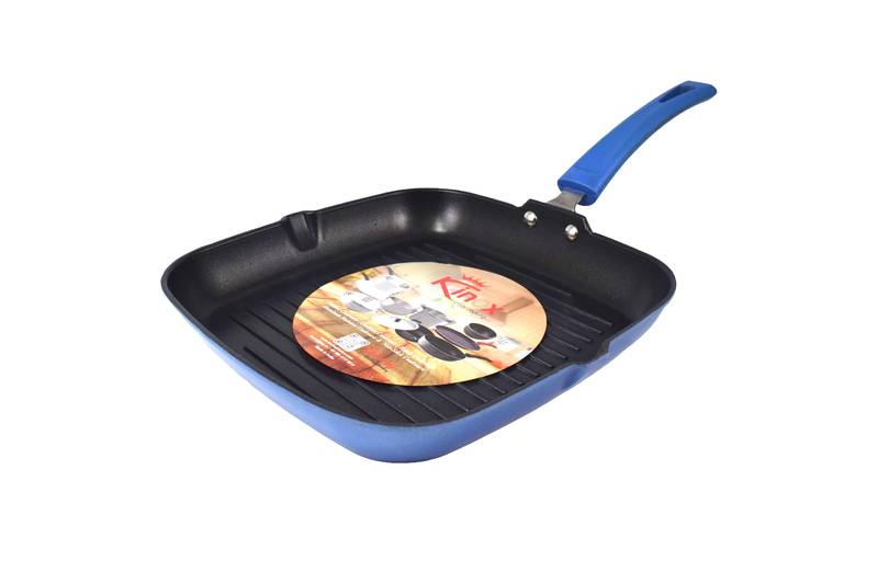 Kinox Non Stick Square Grill Fry pan, Blue,  Diameter  27 CM, Capacity -800 ml 1pc