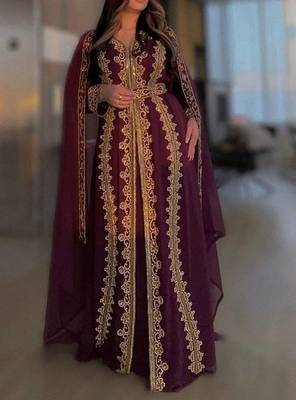 Wine Georgette Kaftan for Brides 1