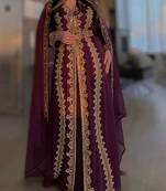 Wine Georgette Kaftan for Brides