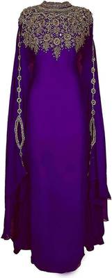 Purple Georgette Zardosi Work Abaya 2