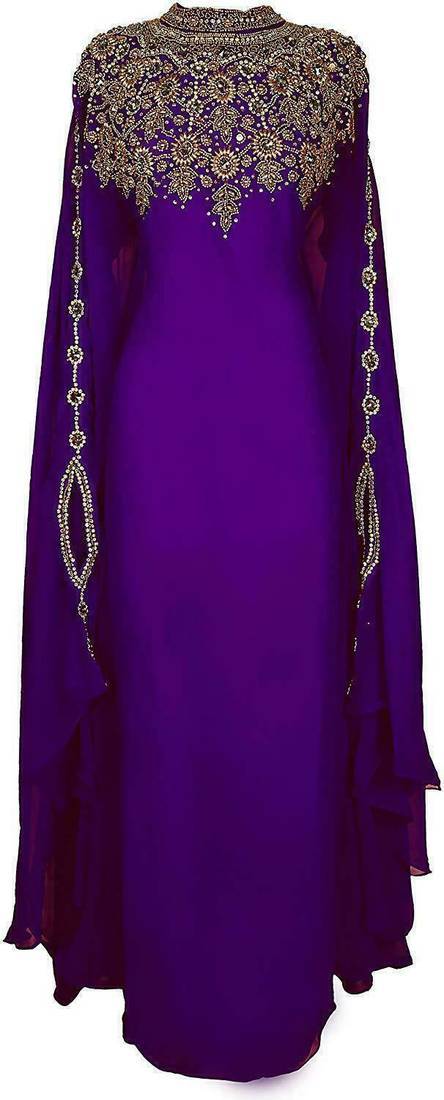 Purple Georgette Zardosi Work Abaya