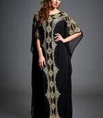 Black Zari & Stone Work Stitched Georgette Farasha Wedding Dress