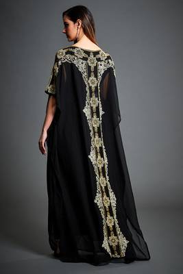 Black Zari & Stone Work Stitched Georgette Farasha Wedding Dress 3