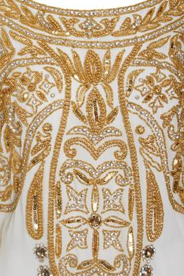White Zari & Stone Work Stitched Georgette Farasha Wedding Dress 2