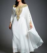 White Zari & Stone Work Stitched Georgette Farasha Wedding Dress