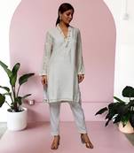 White russian silk kurta set
