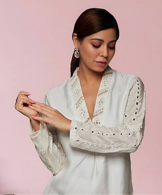 White russian silk kurta set 2
