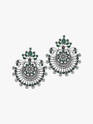 Silver-toned contemporary chandbalis 1