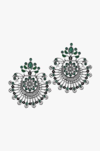 Silver-toned contemporary chandbalis