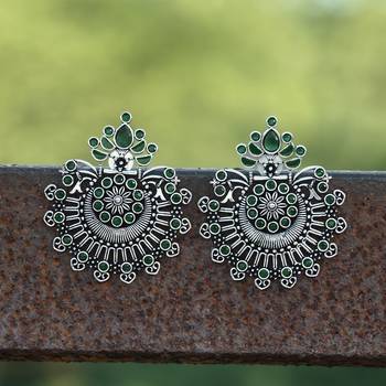 Silver-toned contemporary chandbalis 2